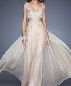 La Femme - 20203 Rhinestone Embellished Sweetheart Chiffon A-line Gown