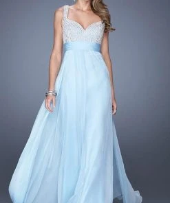 La Femme - 20203 Rhinestone Embellished Sweetheart Chiffon A-line Gown