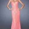 La Femme - 20431 Sequin And Lace Spaghetti Strap Evening Dress Formal Gowns
