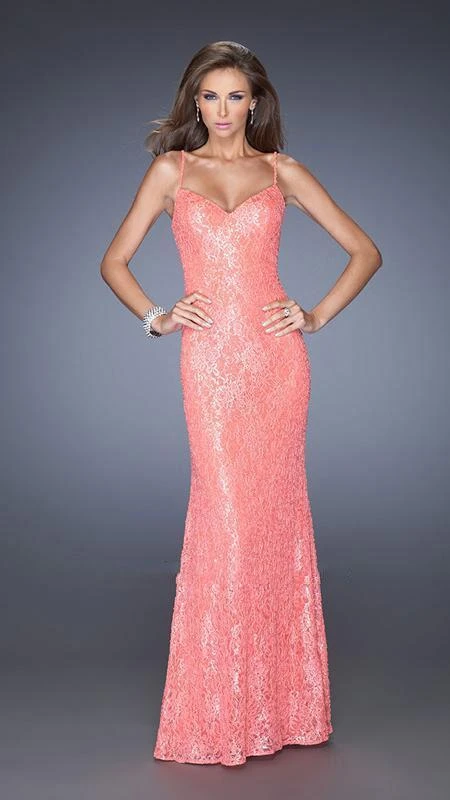 La Femme - 20431 Sequin And Lace Spaghetti Strap Evening Dress Formal Gowns 3 La Femme - 20431 Sequin And Lace Spaghetti Strap Evening Dress Formal Gowns
