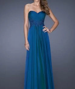 La Femme - 20449 Strapless Sweetheart Gown With Beaded Lace Applique Formal Gowns