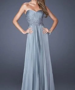 La Femme - 20449 Strapless Sweetheart Gown With Beaded Lace Applique Formal Gowns 9 La Femme - 20449 Strapless Sweetheart Gown With Beaded Lace Applique Formal Gowns