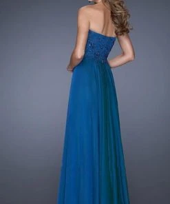 La Femme - 20449 Strapless Sweetheart Gown With Beaded Lace Applique Formal Gowns 8 La Femme - 20449 Strapless Sweetheart Gown With Beaded Lace Applique Formal Gowns