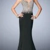 La Femme - 22365 Beaded Stretch Satin Mermaid Dress