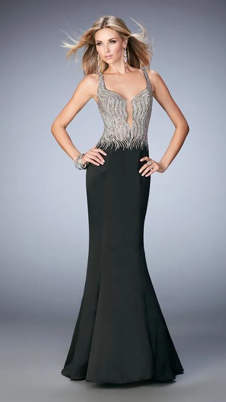La Femme - 22365 Beaded Stretch Satin Mermaid Dress 3 La Femme - 22365 Beaded Stretch Satin Mermaid Dress