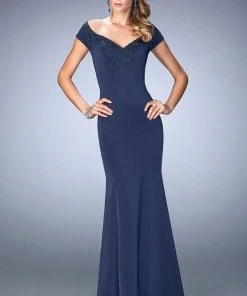 Formal Gowns La Femme - 22716 Beaded Off-shoulder/Sweetheart Trumpet Dress