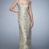 La Femme - 22984 Cap Sleeve Lace Brocade Evening Gown Formal Gowns 1 La Femme - 22984 Cap Sleeve Lace Brocade Evening Gown Formal Gowns