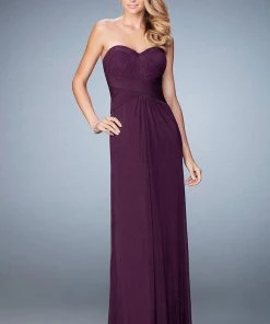 La Femme - 23023 Strapless Ruched Sheath Long Dress With Shawl Formal Gowns 8 La Femme - 23023 Strapless Ruched Sheath Long Dress With Shawl Formal Gowns