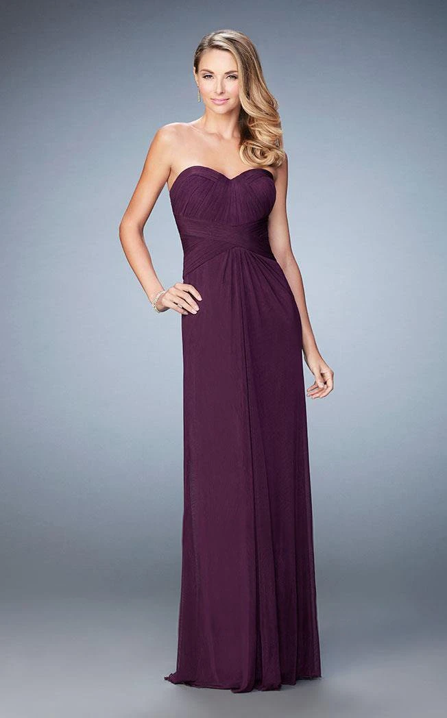 La Femme - 23023 Strapless Ruched Sheath Long Dress With Shawl Formal Gowns 4 La Femme - 23023 Strapless Ruched Sheath Long Dress With Shawl Formal Gowns