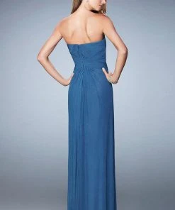 La Femme - 23023 Strapless Ruched Sheath Long Dress With Shawl Formal Gowns 11 La Femme - 23023 Strapless Ruched Sheath Long Dress With Shawl Formal Gowns