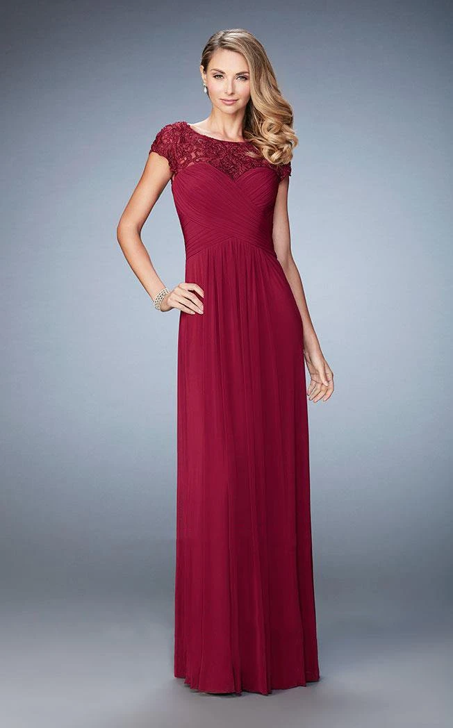 Formal Gowns La Femme - 23077 Crisscrossed Bodice A-Line Gown 3 Formal Gowns La Femme - 23077 Crisscrossed Bodice A-Line Gown
