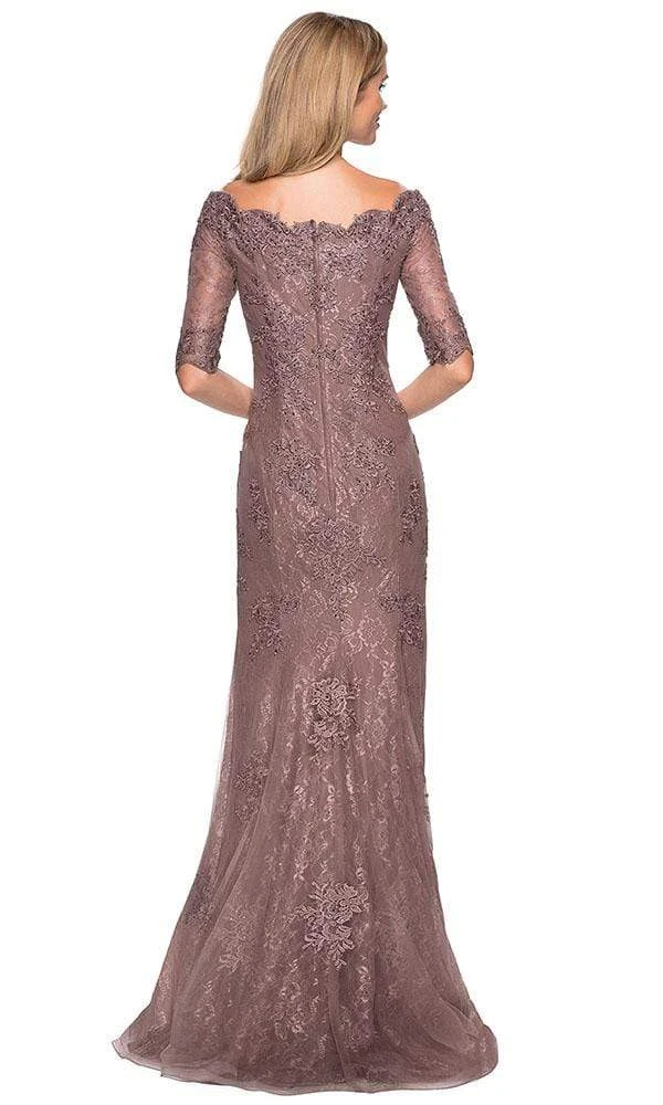 La Femme - 26943SC Bedazzled Scalloped V-neck Trumpet Dress - 1 Pc Cocoa In Size 6 Available Formal Gowns 4 La Femme - 26943SC Bedazzled Scalloped V-neck Trumpet Dress - 1 Pc Cocoa In Size 6 Available Formal Gowns