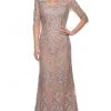 La Femme - 29225SC Quarter Length Sleeve Formal Dress - 1 Pc Champagne In Size 18 Available