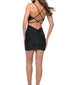 Cocktail Dresses La Femme - 30116SC Sleeveless Straight Across Neck Short Dress - 1 Pc Royal Blue In Size 2 Available 5 Cocktail Dresses La Femme - 30116SC Sleeveless Straight Across Neck Short Dress - 1 Pc Royal Blue In Size 2 Available