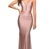 La Femme - 30446SC Bejeweled Deep V-neck Long Gown - 1 Pc Mauve In Size 2 Available