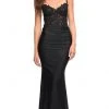 La Femme - 30521SC Lace Embroidered V-neck Evening Gown - 1 Pc Navy In Size 4 Available 2 La Femme - 30521SC Lace Embroidered V-neck Evening Gown - 1 Pc Navy In Size 4 Available