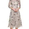 La Femme - Bateau Floral Lace Cocktail Dress 29988SC - 1 Pc Silver In Size 12 Available