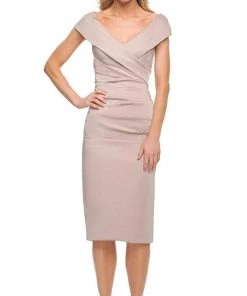La Femme - Cap Sleeve Jersey Cocktail Dress 30110SC - 1 Pc Frost Rose In Size 12 Available