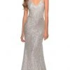 La Femme - Deep V-Neckline Sequin Sheath Dress 28713 - 1 Pc Silver In Size 00 Available Formal Gowns 2 La Femme - Deep V-Neckline Sequin Sheath Dress 28713 - 1 Pc Silver In Size 00 Available Formal Gowns