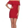 La Femme - Draped Lace Off Shoulder Short Dress 28147SC