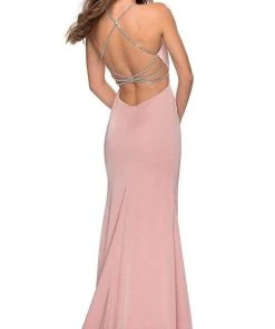 La Femme - Embellished Halter Sheath Dress 28537SC - 1 Pc Blush In Size 8 Available Formal Gowns 5 La Femme - Embellished Halter Sheath Dress 28537SC - 1 Pc Blush In Size 8 Available Formal Gowns