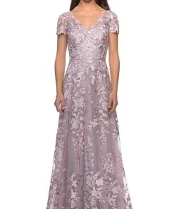 La Femme - Floral Embroidered Lace A-Line Dress 27870SC