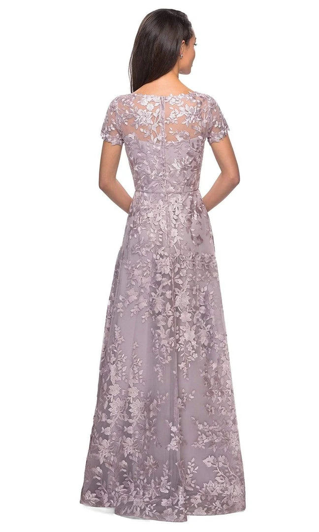 La Femme - Floral Embroidered Lace A-Line Dress 27870SC 4 La Femme - Floral Embroidered Lace A-Line Dress 27870SC