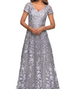 La Femme - Floral Embroidered Lace A-Line Dress 27870SC 9 La Femme - Floral Embroidered Lace A-Line Dress 27870SC