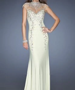 Formal Gowns La Femme Gigi - 19942 High Illusion Sheath Gown With Cap Sleeves 8 Formal Gowns La Femme Gigi - 19942 High Illusion Sheath Gown With Cap Sleeves