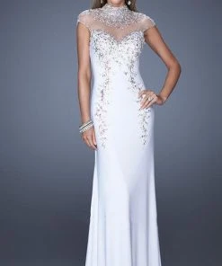 Formal Gowns La Femme Gigi - 19942 High Illusion Sheath Gown With Cap Sleeves 9 Formal Gowns La Femme Gigi - 19942 High Illusion Sheath Gown With Cap Sleeves