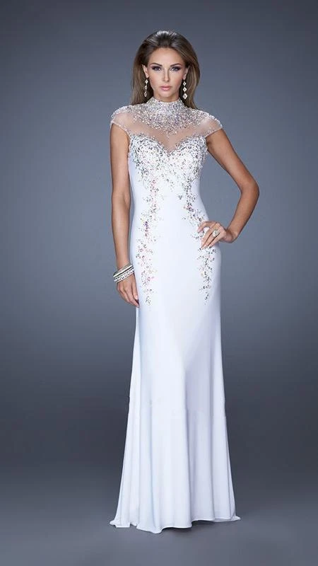 Formal Gowns La Femme Gigi - 19942 High Illusion Sheath Gown With Cap Sleeves 6 Formal Gowns La Femme Gigi - 19942 High Illusion Sheath Gown With Cap Sleeves