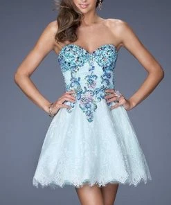 La Femme Gigi - 19973 Embellished Lace Strapless Babydoll Dress Cocktail Dresses