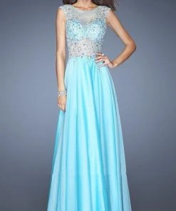 La Femme Gigi - 20074 Lavishly Embellished Illusion Bateau A-Line Gown Formal Gowns