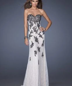 La Femme Gigi - 20076 Embellished Lace Applique Strapless Gown