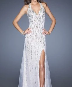 Formal Gowns La Femme Gigi - 20421 Enchanting Embellished V-Neck Dress