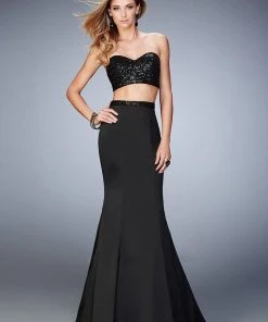 La Femme Gigi - 22220 Scintillating Sequin Two-Piece Mermaid Gown