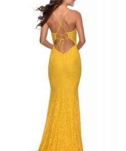 La Femme - Lace Corset High Slit Dress 28591SC Formal Gowns 9 La Femme - Lace Corset High Slit Dress 28591SC Formal Gowns