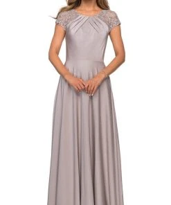 Formal Gowns La Femme - Lace Jewel Neck A-Line Dress 28100SC