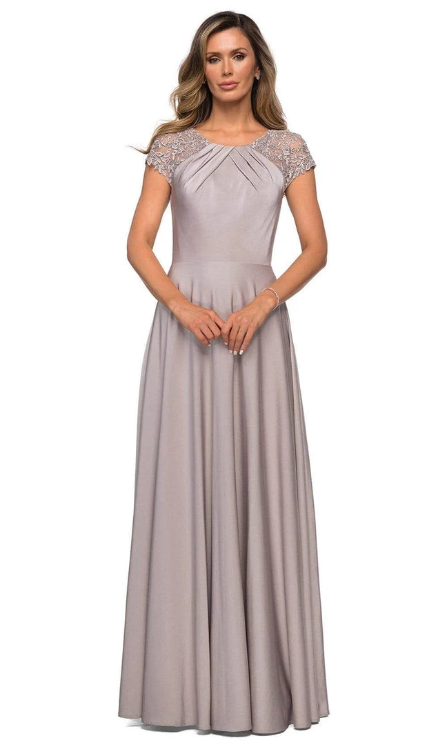Formal Gowns La Femme - Lace Jewel Neck A-Line Dress 28100SC 3 Formal Gowns La Femme - Lace Jewel Neck A-Line Dress 28100SC