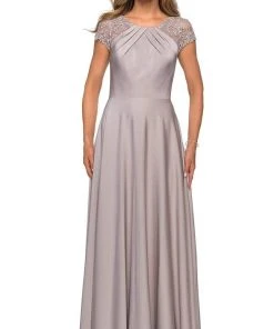 Formal Gowns La Femme - Lace Jewel Neck A-Line Dress 28100SC 9 Formal Gowns La Femme - Lace Jewel Neck A-Line Dress 28100SC