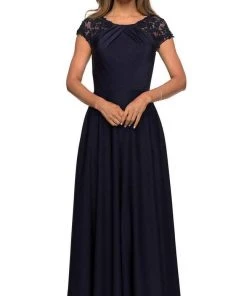 Formal Gowns La Femme - Lace Jewel Neck A-Line Dress 28100SC 10 Formal Gowns La Femme - Lace Jewel Neck A-Line Dress 28100SC