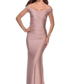 La Femme - Off Shoulder Jersey Sheath Dress 28450SC