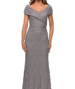 Formal Gowns La Femme - Off Shoulder Lace Sheath Dress 27982SC - 1 Pc Navy In Size 2 Available 8 Formal Gowns La Femme - Off Shoulder Lace Sheath Dress 27982SC - 1 Pc Navy In Size 2 Available