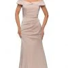 Formal Gowns La Femme - Off Shoulder Ruche-Ornate Trumpet Dress 28110SC - 1 Pc Champagne In Size 4 Available