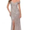 La Femme - Off Shoulder Sequined High Slit Dress 29831SC Formal Gowns
