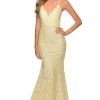 La Femme - Plunging V-Neck Thin Straps Mermaid Dress 28643SC - 1 Pc Pale Yellow In Size 4 Available 2 La Femme - Plunging V-Neck Thin Straps Mermaid Dress 28643SC - 1 Pc Pale Yellow In Size 4 Available