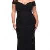 La Femme - Ruched Off Shoulder Prom Dress 29635SC - 1 Pc Black In Size 18W Available 1 La Femme - Ruched Off Shoulder Prom Dress 29635SC - 1 Pc Black In Size 18W Available
