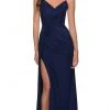 La Femme - Ruched Strappy Back Evening Dress 29699SC - 1 Pc Navy In Size 2 Available Formal Gowns 2 La Femme - Ruched Strappy Back Evening Dress 29699SC - 1 Pc Navy In Size 2 Available Formal Gowns