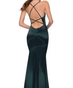 La Femme - Scoop Neck Stretch Fitted Satin Gown 29858SC - 1 Pc Red In Size 4 Available