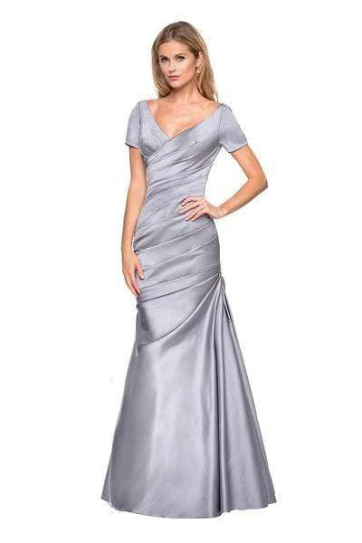 La Femme - Short Sleeve Pleat-Textured Trumpet Gown 26947SC Formal Gowns 6 La Femme - Short Sleeve Pleat-Textured Trumpet Gown 26947SC Formal Gowns